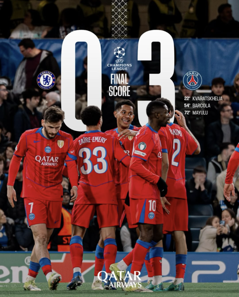 ¡PSG APLASTA Y HUMILLA AL CHELSEA EN SU PROPIA CASA CON  GOLES DE KVARA, BARCOLA Y MAYULU DESTRUYERON AL CHELSEA,  EL PSG AVANZA A CUARTOS DE FINAL DE LA CHAMPIONS LEAGUE COMO REY..!!!!!