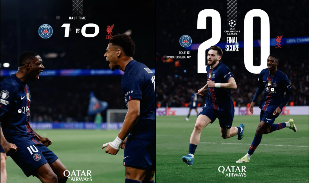 DOUÉ Y KVARATSKHELIA SENTENCIAN AL LIVERPOOL Y EL PSG ESTÁ A UN PASO DE LAS SEMIFINALES POR LA UEFA CHAMPIONS LEAGUE 2026..!!!!!!